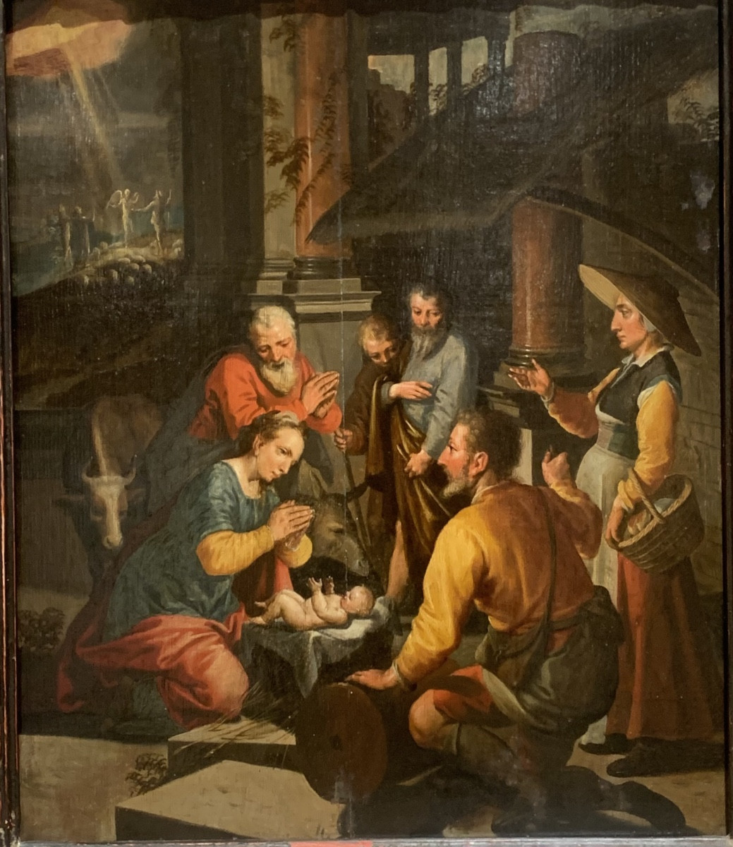 Addorazione dei pastori. Olio su tavola,47x39. Circolo di Pieter Pietersz Aertsen,1541-1603-photo-2