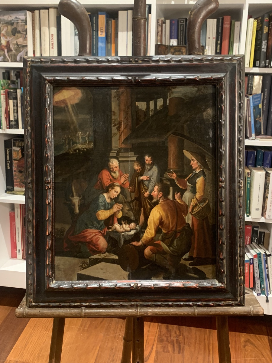 Addorazione dei pastori. Olio su tavola,47x39. Circolo di Pieter Pietersz Aertsen,1541-1603-photo-6
