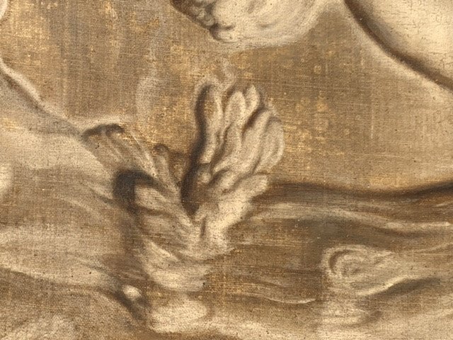 Jeux De Putti, Hst De XVIII, En Grisaille ,108x101-photo-6