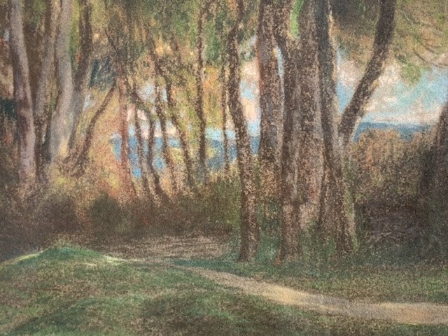 Prins Pierre Ernest(1838-1913) Paysage Au Chemin creux,pastel.-photo-3