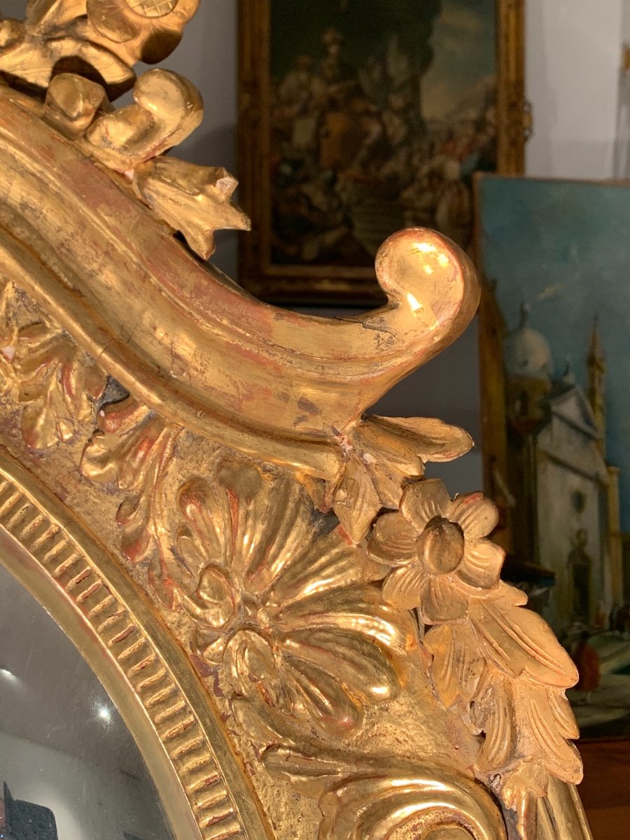 Miroir Sorcier Convexe, En Bois Doré. 105x90. Fin XIX Siècle.-photo-2