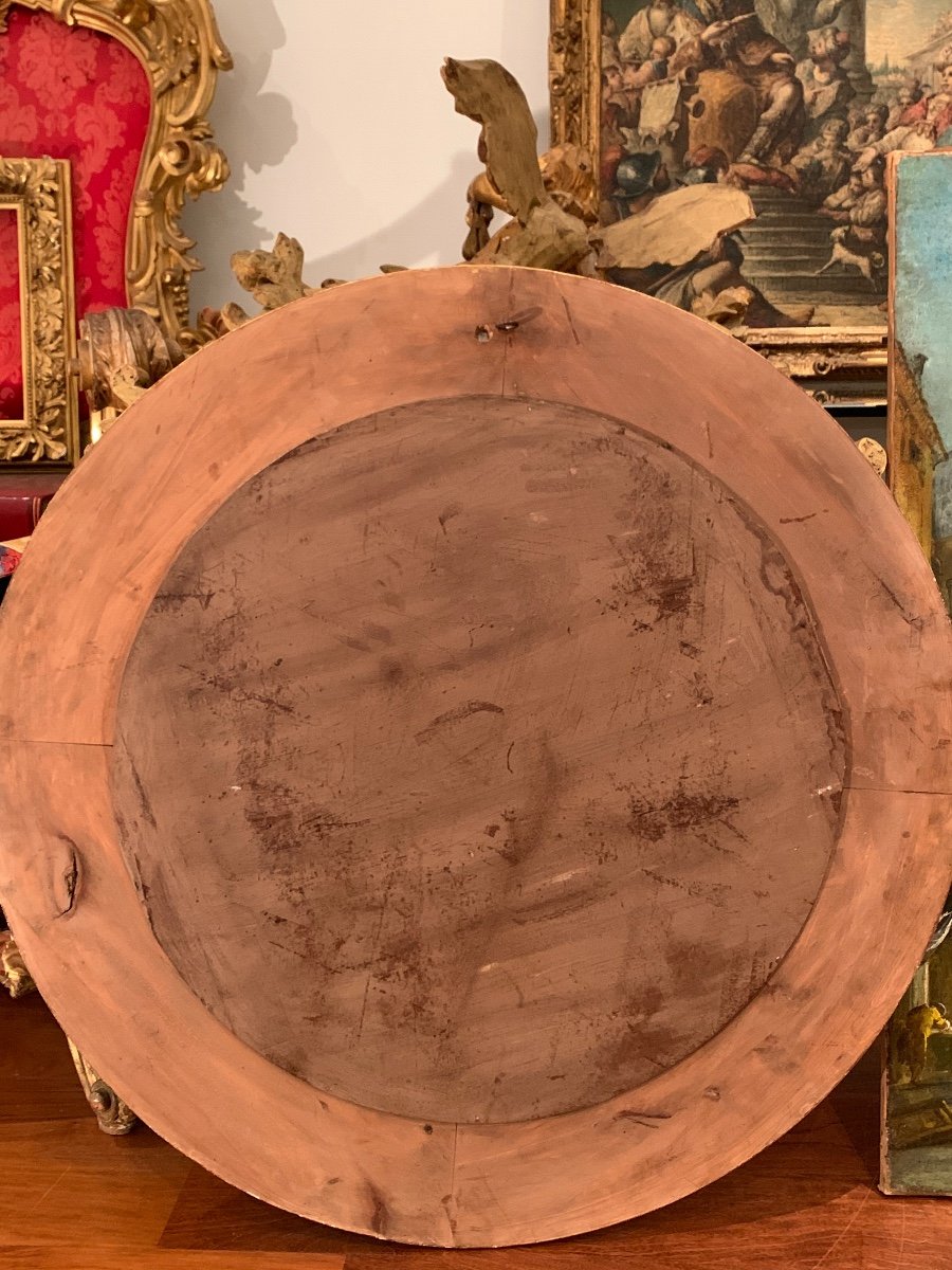 Miroir Sorcier Convexe, En Bois Doré. 105x90. Fin XIX Siècle.-photo-1