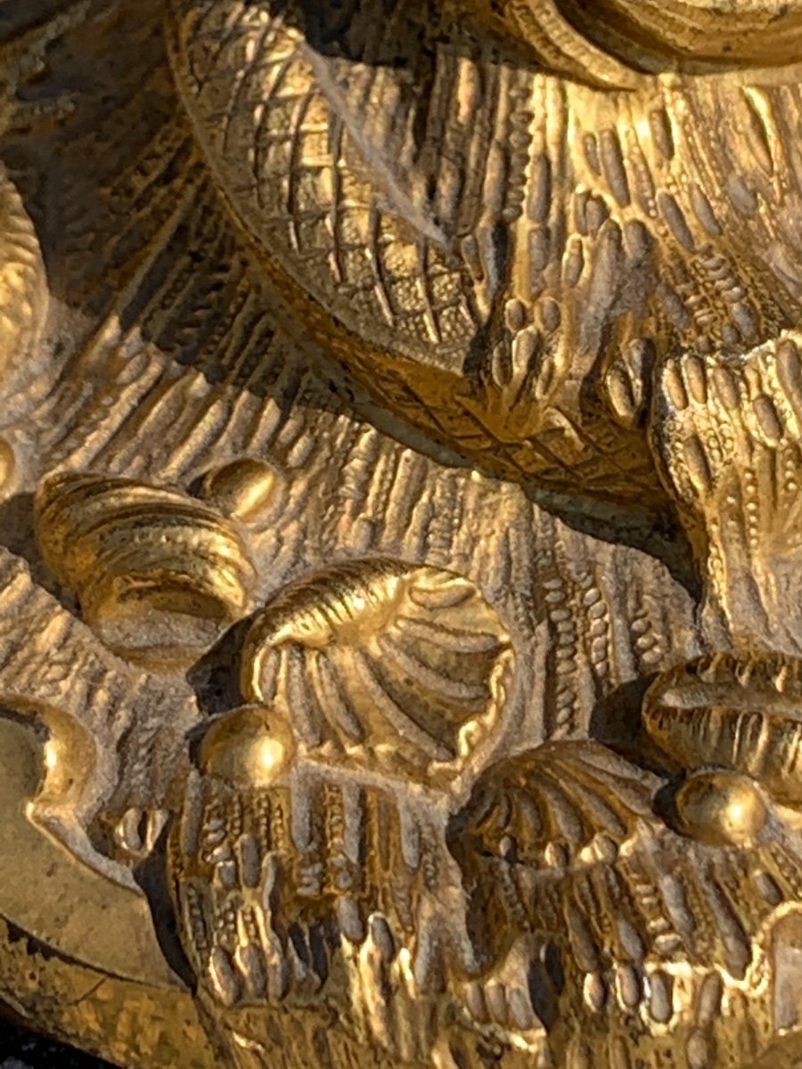 Paire De Flambeaux Rocaille,en Bronze Doré. H 32,5. XVIII Siecle-photo-4