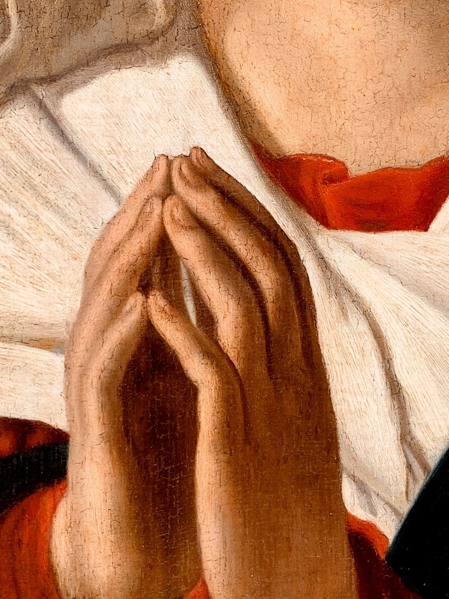 Vierge En Prière. Hsp 42x52. Fin XVII Siecle. Suiveur De Sassoferrato.-photo-2