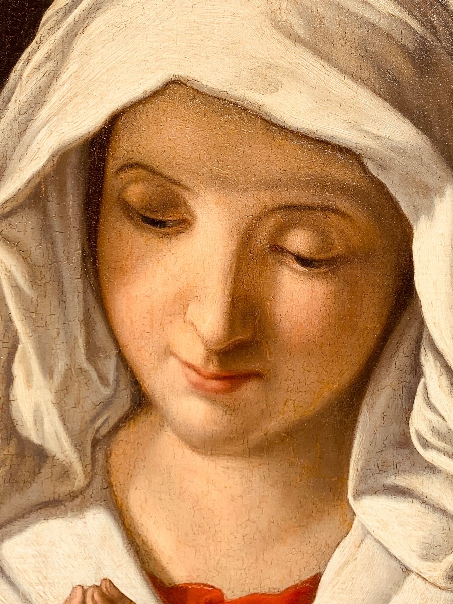 Vierge En Prière. Hsp 42x52. Fin XVII Siecle. Suiveur De Sassoferrato.-photo-3