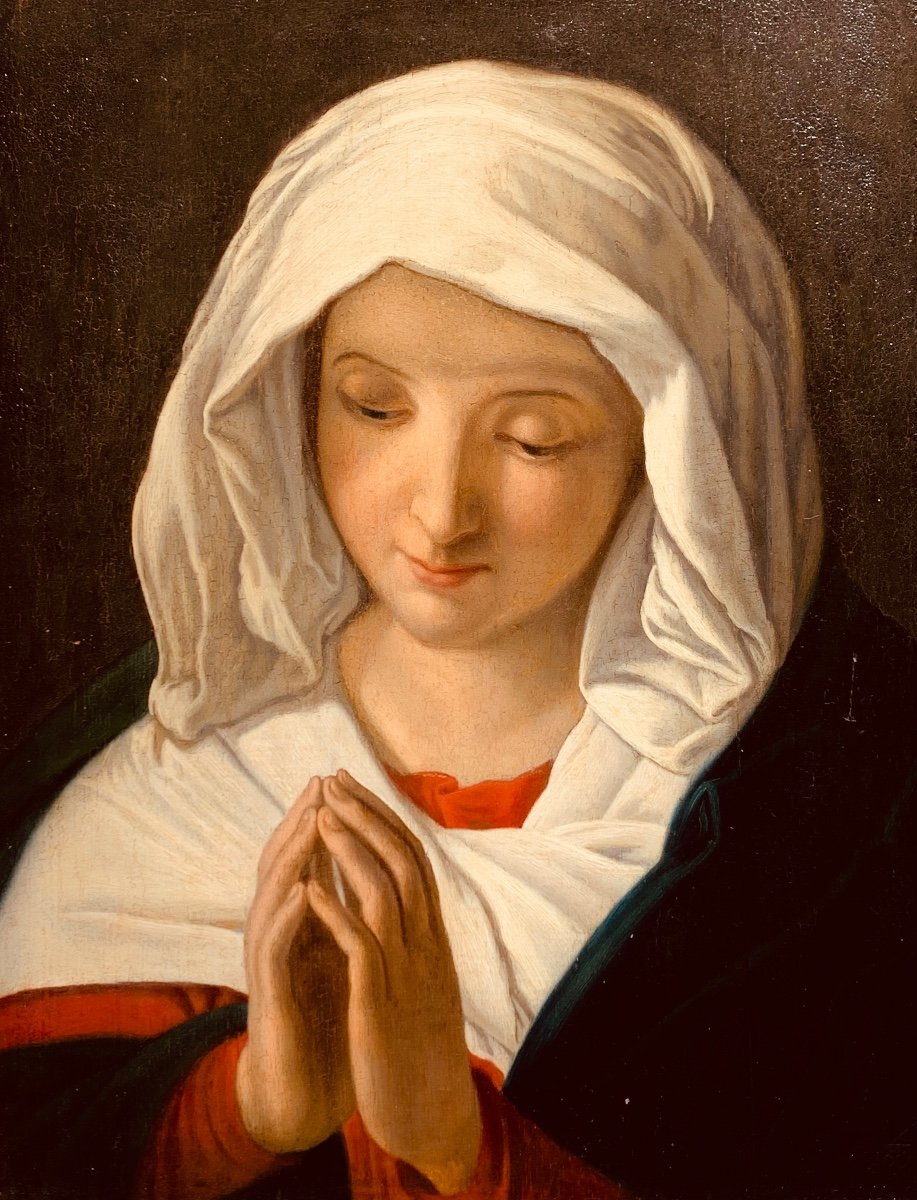 Vierge En Prière. Hsp 42x52. Fin XVII Siecle. Suiveur De Sassoferrato.-photo-4