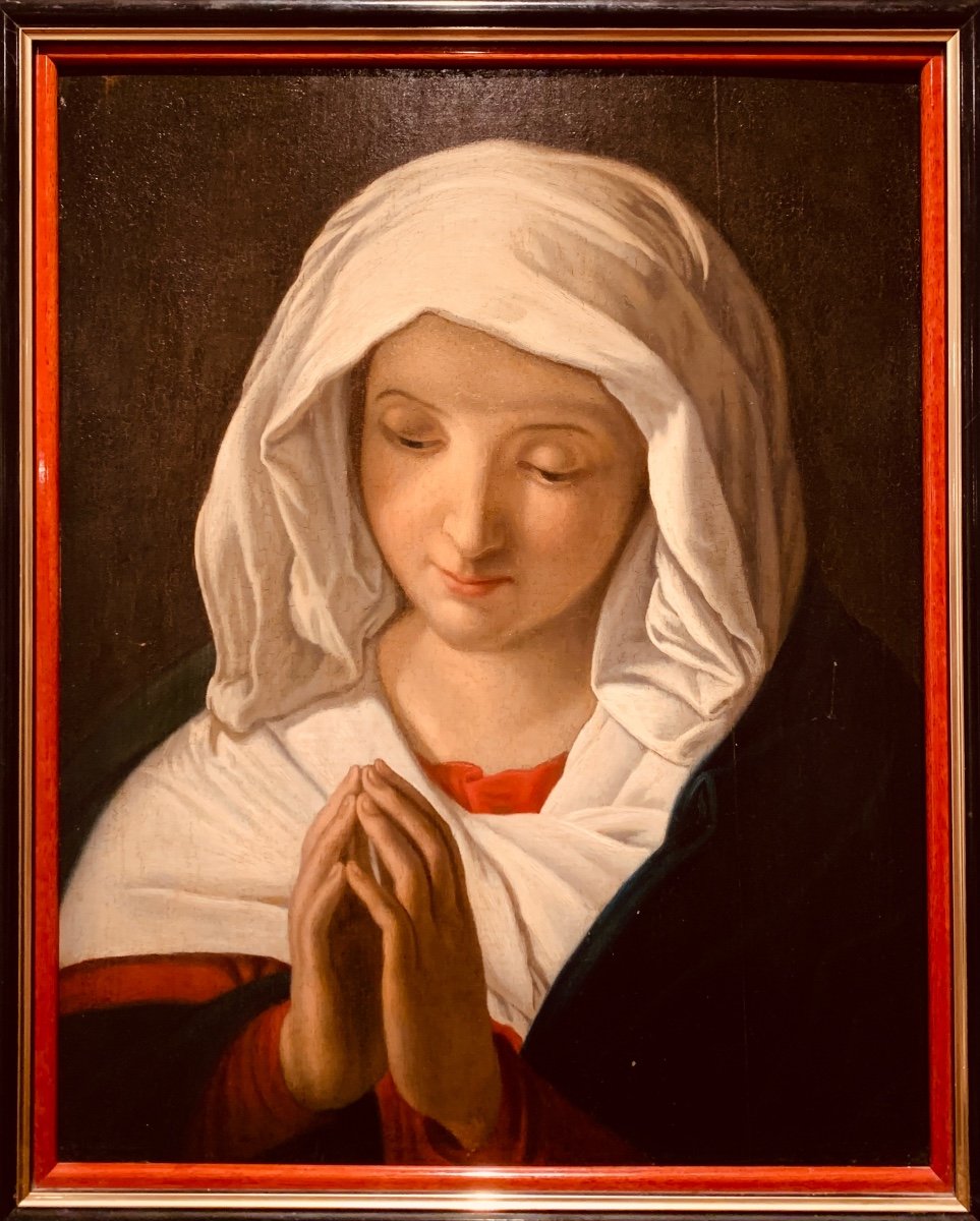 Vierge En Prière. Hsp 42x52. Fin XVII Siecle. Suiveur De Sassoferrato.-photo-2
