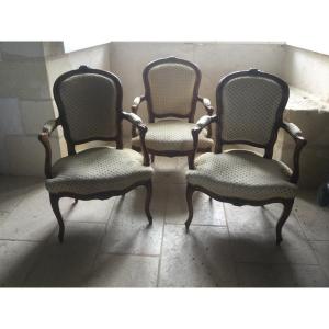 Pair Of Cabriolet Armchairs Louis XV Plus A Parisian Work Style