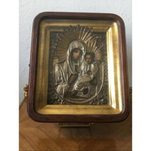 Madonna And Child Icon Rizza In Silver In Its Box