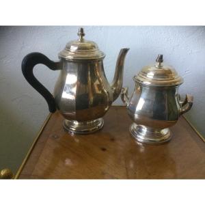 Jug And Sugar Bowl In Silver Metal