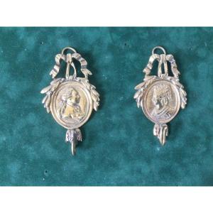 Rare Pair Of Hooks For Miniature Or Other Effigy Of Louis XVI And Marie Antoinette