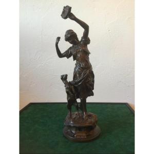 Bronze Esmeralda Signed Gaudez Brown Patina