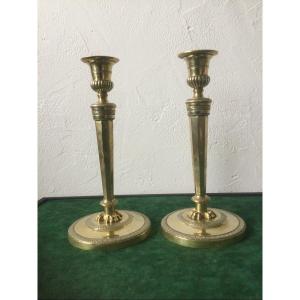 Pair Of Gilt Bronze Candlesticks From Ravrio