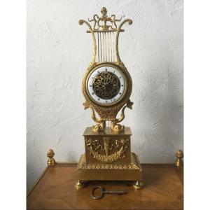 Half Skeleton Pendulum In Gilt Bronze Signed Gonon In Paris
