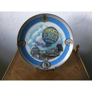 Porcelain Plate Decorated With Haviland Hot Air Balloon In Limoges