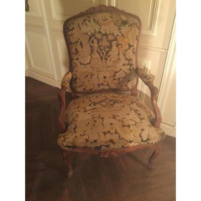 Rare Armchair Regency Period In Time Alisier Tapestry XIX