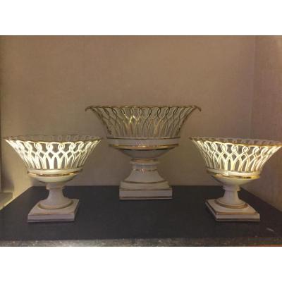 Suite Three Cups Porcelain Ajourée Louis Philippe