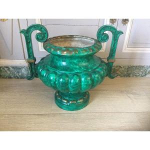 Garden Basin, Winter Garden In Enameled Cast Iron Imitation Of Malachite 
