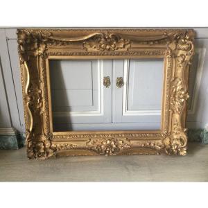 Large And Beautiful Frame In Wood And Golden Stucco