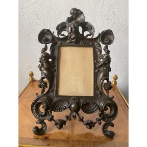 Rare Bronze Easel Frame Patinating Renaissance Style 