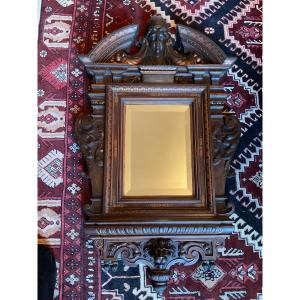 Renaissance Style Mirror Violet Le Duc In Walnut