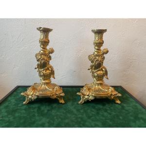 Large Pair Of Meissonnier Candlesticks