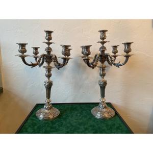 Pair Of Large Louis XVI Style Candelabras Height 47 Cm
