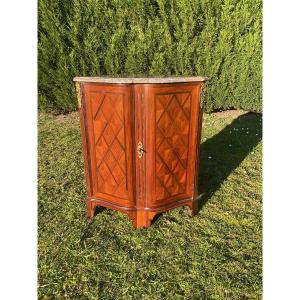 Marquetry Corner Cabinet With Curved Front, Louis XV Period 