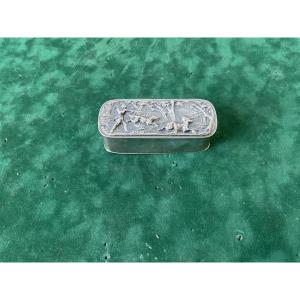 Silver Hunting Decor Snuffbox, English Work 
