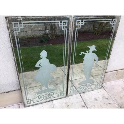 Pair Of Mirror Shop Circa 1880 102x54cm
