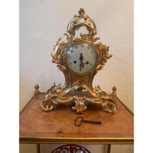 Louis XV Gilt Bronze Clock By Lemerle Charpentier Bronzier