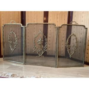 Louis XVI Style Bronze Fire Screen