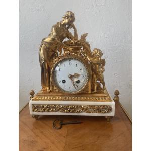 Louis XVI Style Gilt Bronze And Marble Clock