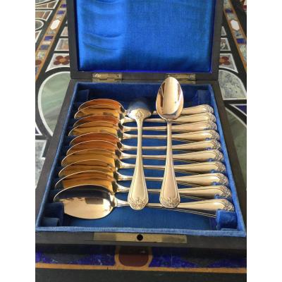 12 Teaspoons In Vermeil In Their Case