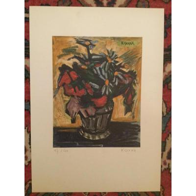 Lithograph Signed Kischka Bouquet