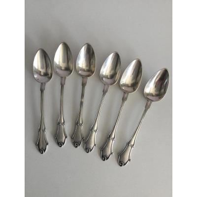 6 Small Silver Spoons Minerva