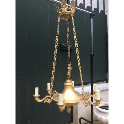 Gilt Bronze Empire Chandelier Early Nineteenth Time