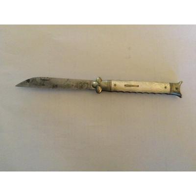 Pocket Knife Chatellerault Mother Of Pearl And Silver Steel Blade