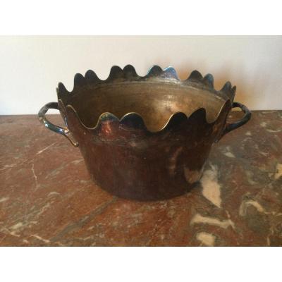 Cooler, Glass Canopy In Silver Metal XIXth Time