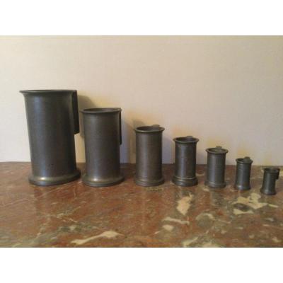 Series Of Seven Measures In Pewter XIXth Time