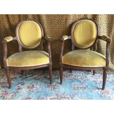 Pair Of Louisxvi Mahogany Armchairs Work From Port Bordeaux Or Nantes