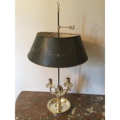 Hot Water Bottle Lamp In Silver Bronze With Three Lights Painted Sheet Shade Louis XVI Period