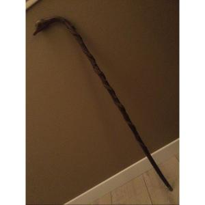 Monoxyl Cane In Carved Wood XIXth Time