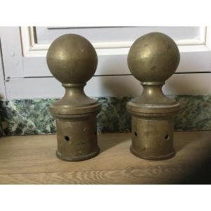 Pair Of Bronze Stable Stall Balls