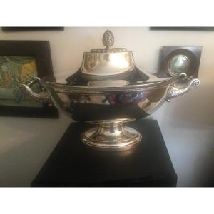 Vegetable Dish, Lined Metal Soup Tureen