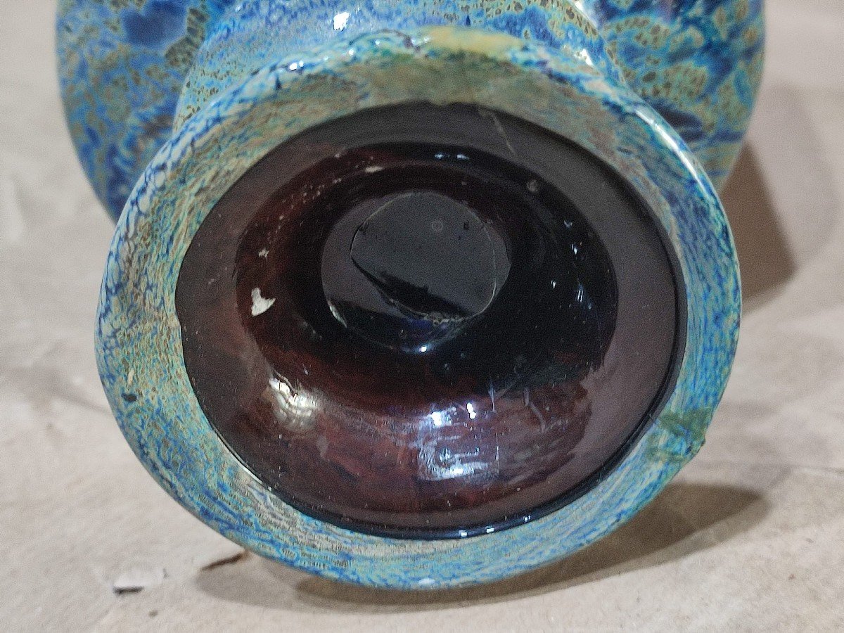 Rarissimo vaso da farmacia incamiciato in vetro calcedonio del XV secolo.-photo-4