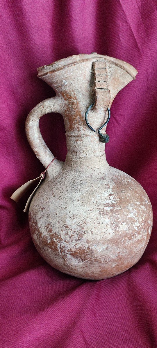 Versatoio in ceramica raffigurante una donna con orecchini in bronzo. Persia sec.VII. Provenienza Collezione Y.Molayen-photo-2