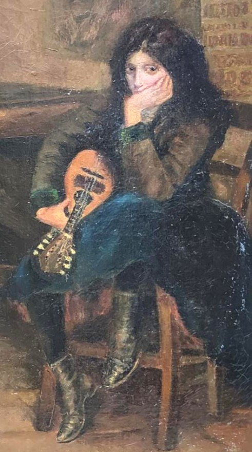 Onofrio Ferrara nato a Napoli nel 1860  ' La Pausa dei Musicisti.'  Firmato e datato '1926'-photo-2