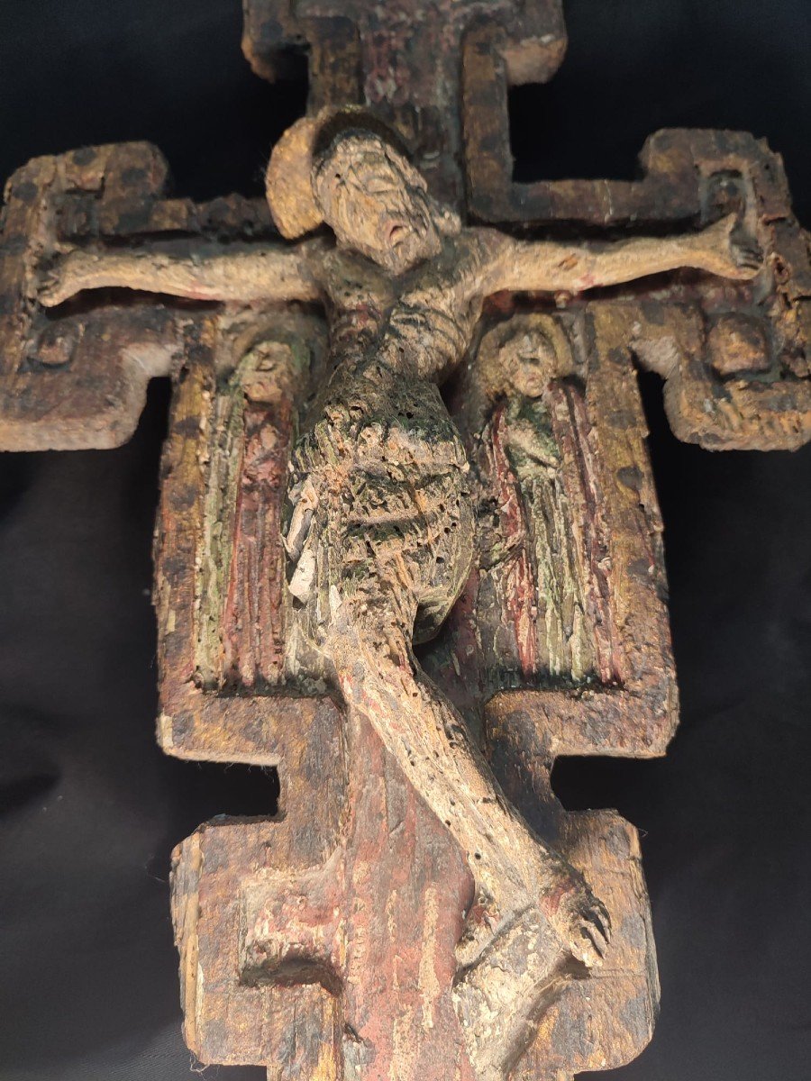 croce lignea scolpita e dipinta secolo XII-XII -photo-2