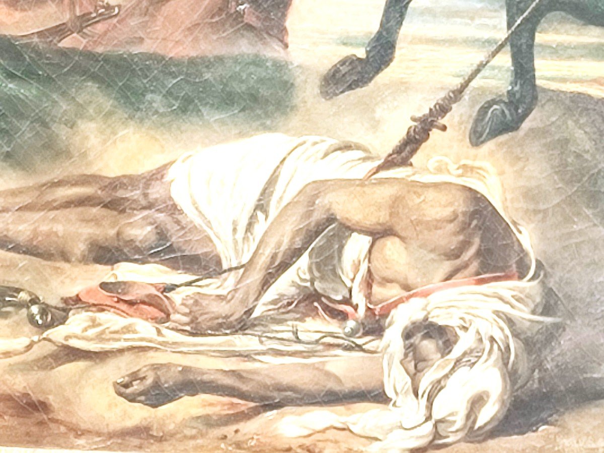 Orientalista spegnolo,  olio su tela originale di cm.80X105 , entro antica cornine -photo-4